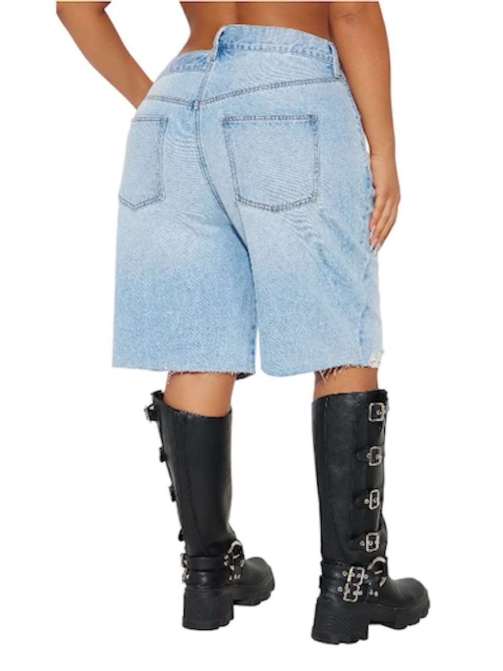 [Fashion Nova] Crossover Baggy Denim Jorts - Picture 3 of 5